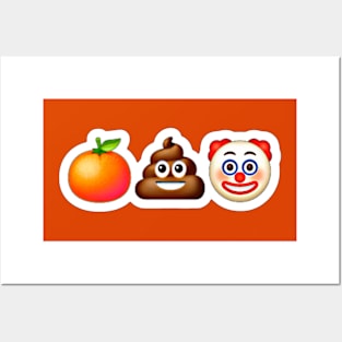 🍊💩🤡 Sticker- White - Front Posters and Art